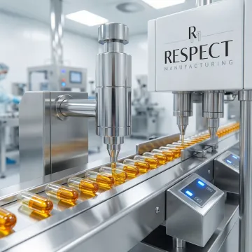 Advanced oil-filled capsule manufacturing equipment in a modern CGMP facility
