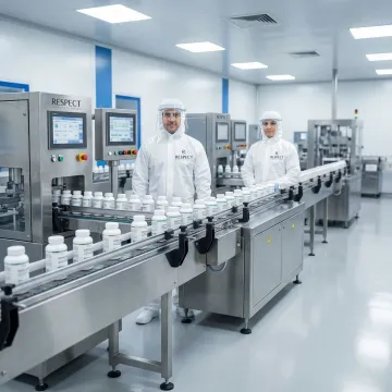 State-of-the-art supplement manufacturing facility with automated production lines