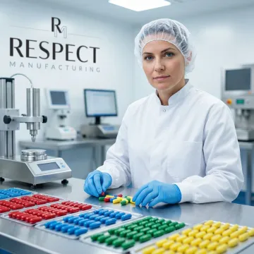 Quality control specialist inspecting encapsulated supplements in manufacturing facility