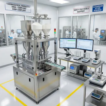 Automated powder-filled capsule manufacturing line at Respect Manufacturing facility