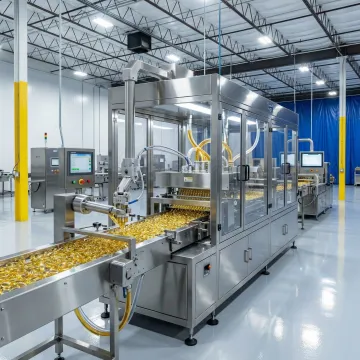 Automated softgel manufacturing production line in pharmaceutical facility