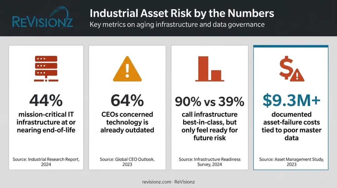 Legacy infrastructure risk statistics from Kyndryl and PEMAC industry reports