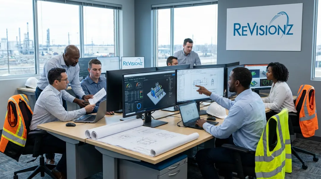 ReVisionz digital asset consultancy team collaborating on engineering data projects