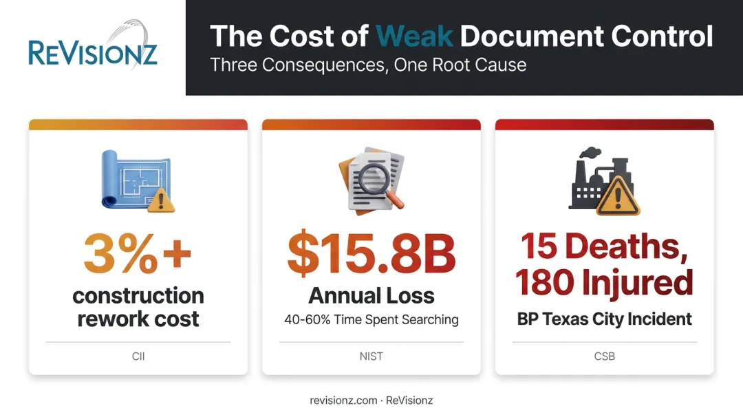 Financial and safety costs of poor engineering document control statistics