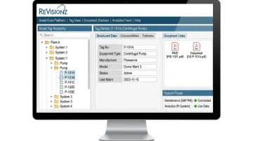ReVisionz tag-centric asset data platform displaying digitized engineering drawings