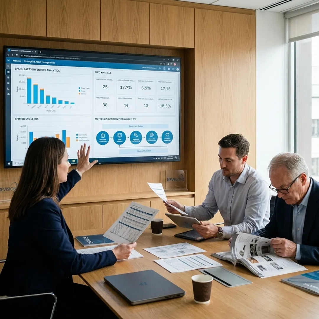Consultants reviewing Maximo inventory optimization workflow