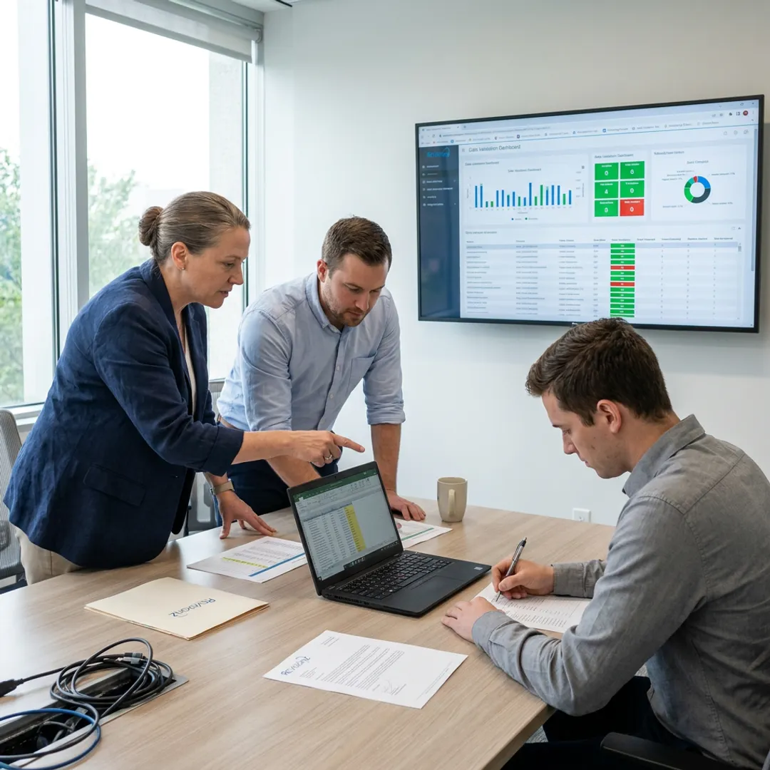 Consultants validating migrated asset data