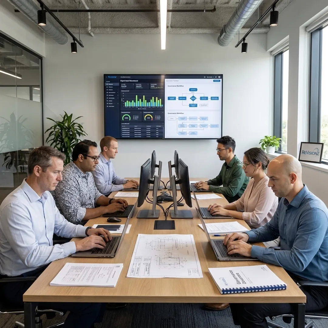Data quality consultants analyzing industrial asset information