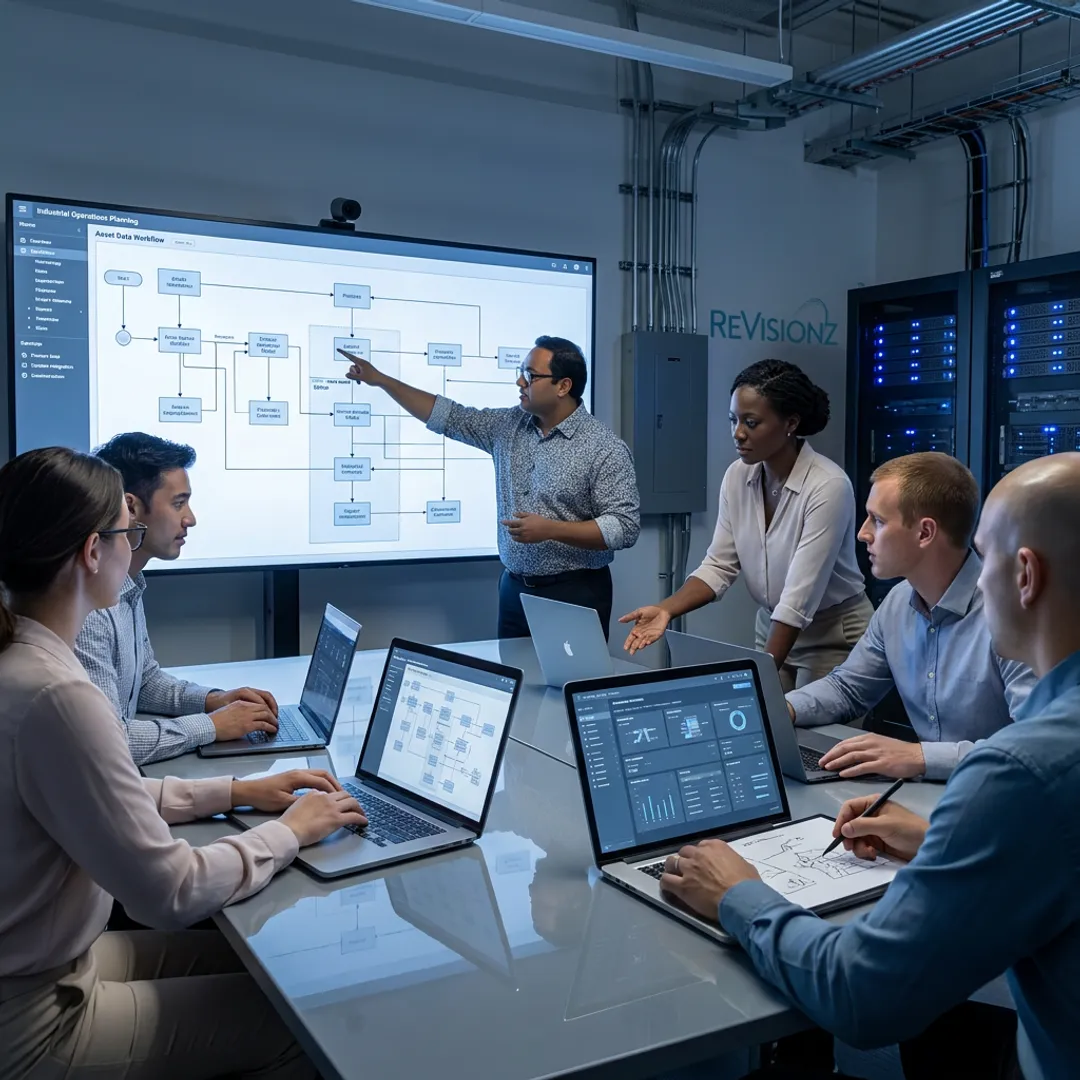 Consultants reviewing integrated asset data workflows
