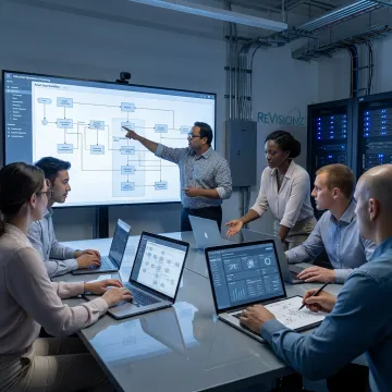 Consultants reviewing integrated asset data workflows
