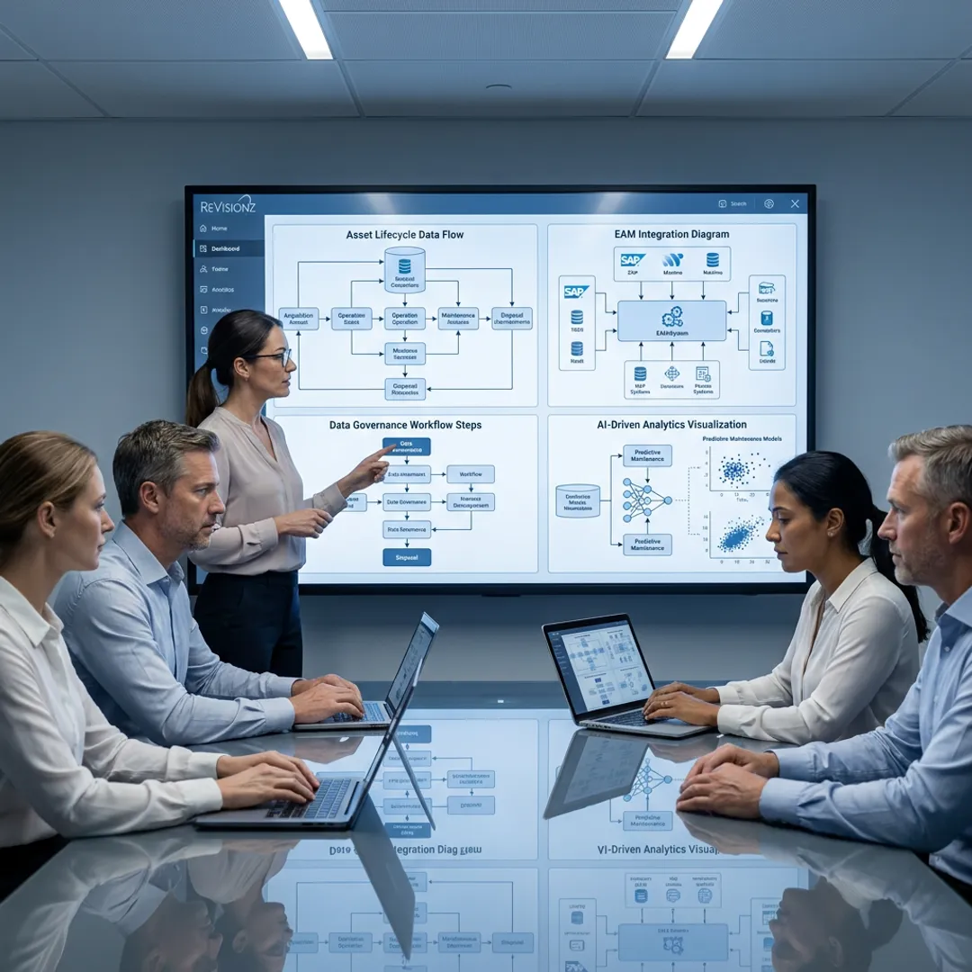 Consultants mapping intelligent asset management workflow