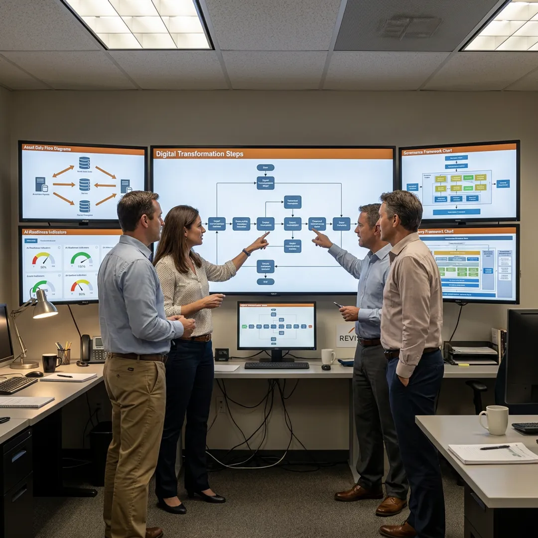 Consultants planning an industrial digital transformation roadmap