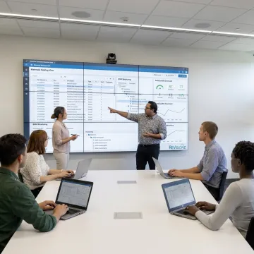 Consultants reviewing materials management data workflows