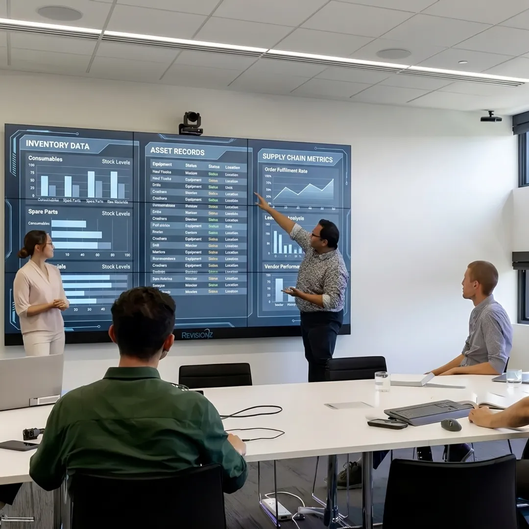 Industrial materials management dashboard and warehouse data review