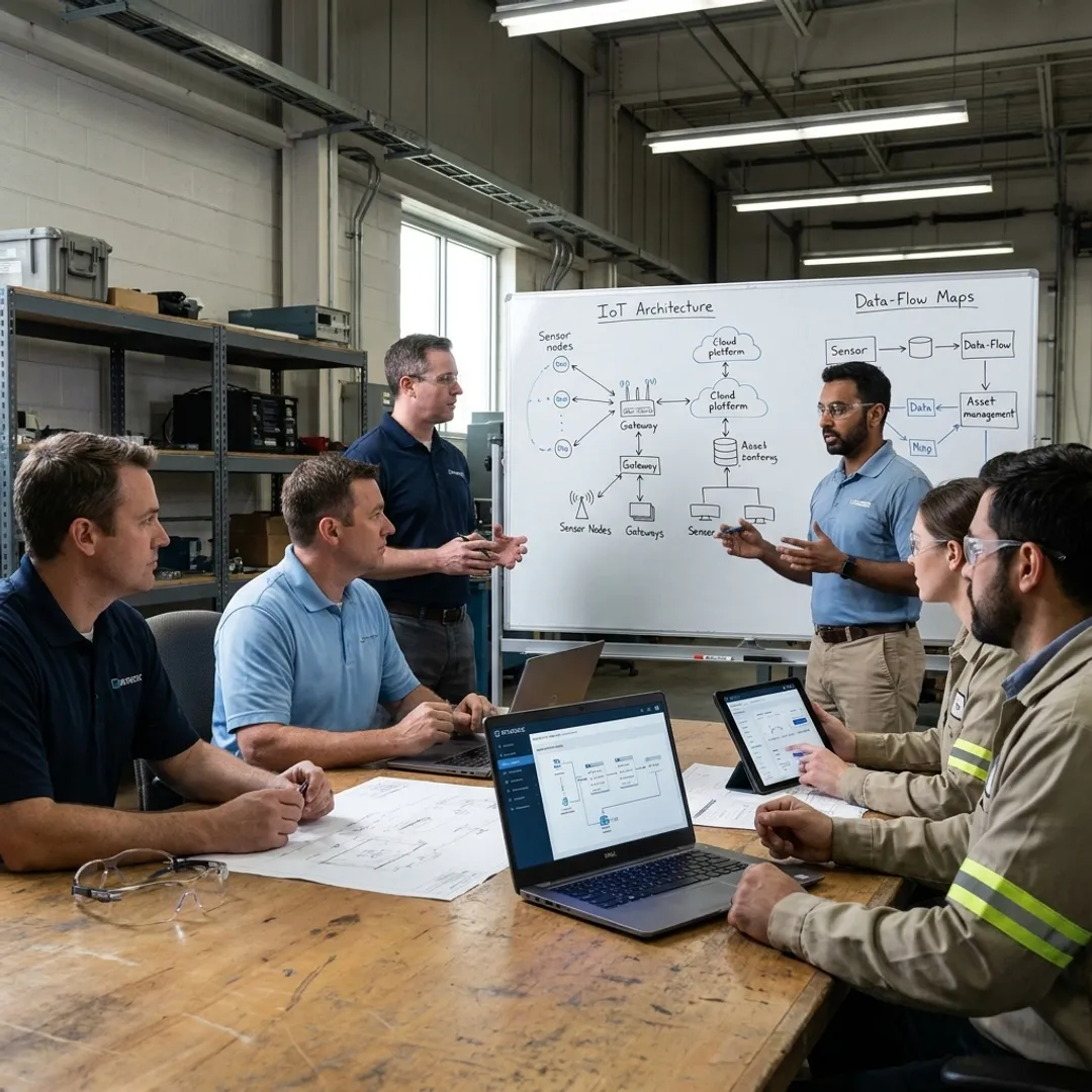 Consultants planning an IoT transformation roadmap