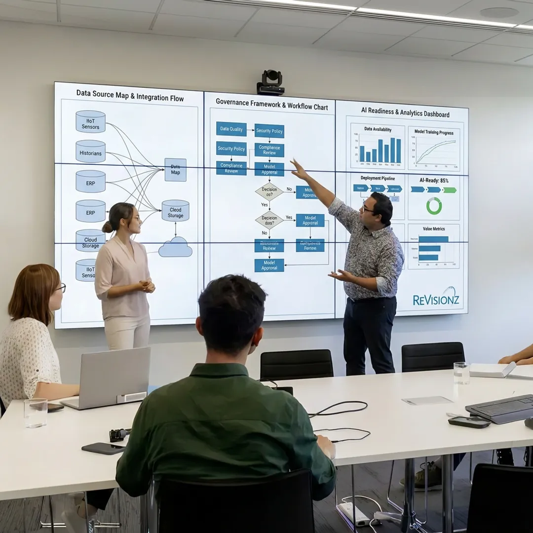 Consultants planning data engineering and analytics workflow
