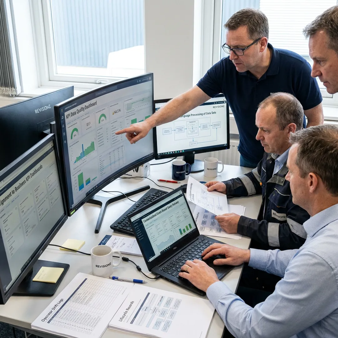 Consultants reviewing digital asset model workflow