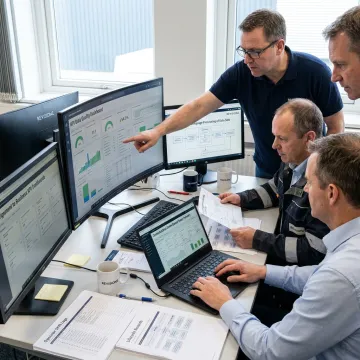 Consultants reviewing digital asset model workflow