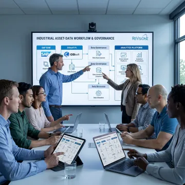 Consultants mapping industrial asset data workflows
