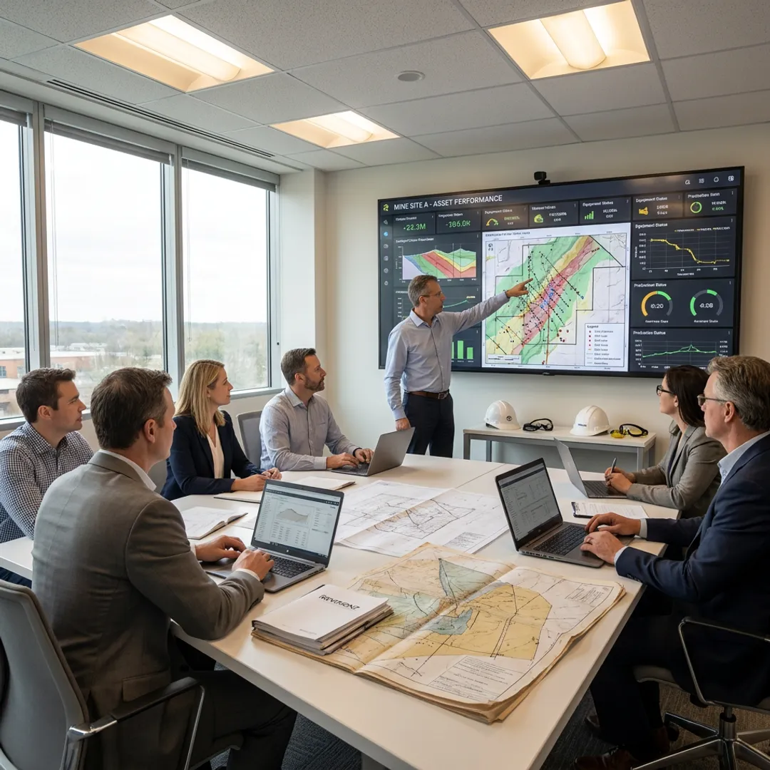 Mining consultants reviewing digital asset data