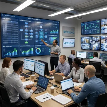 Consultants reviewing industrial asset data workflow
