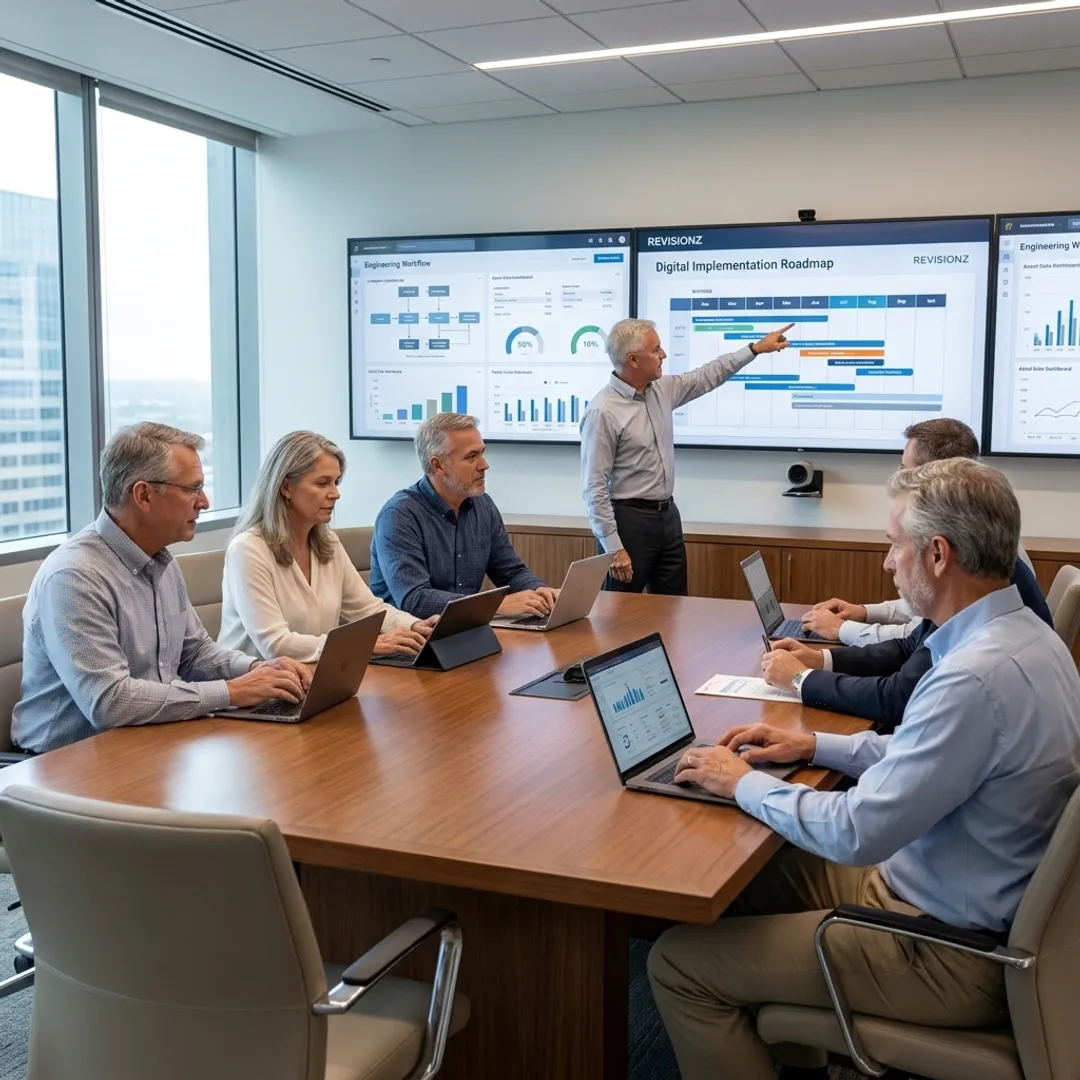 Implementation consultants reviewing digital asset strategy