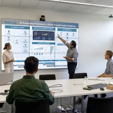 Consultants mapping AI governance and data workflows