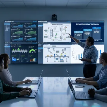 Industrial team reviewing digital asset operations roadmap