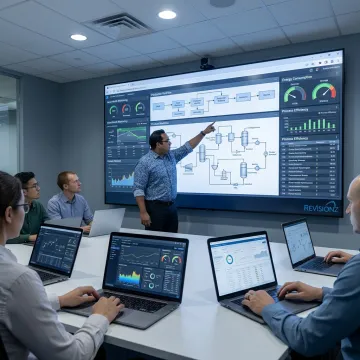 Digital production management dashboard in industrial facility