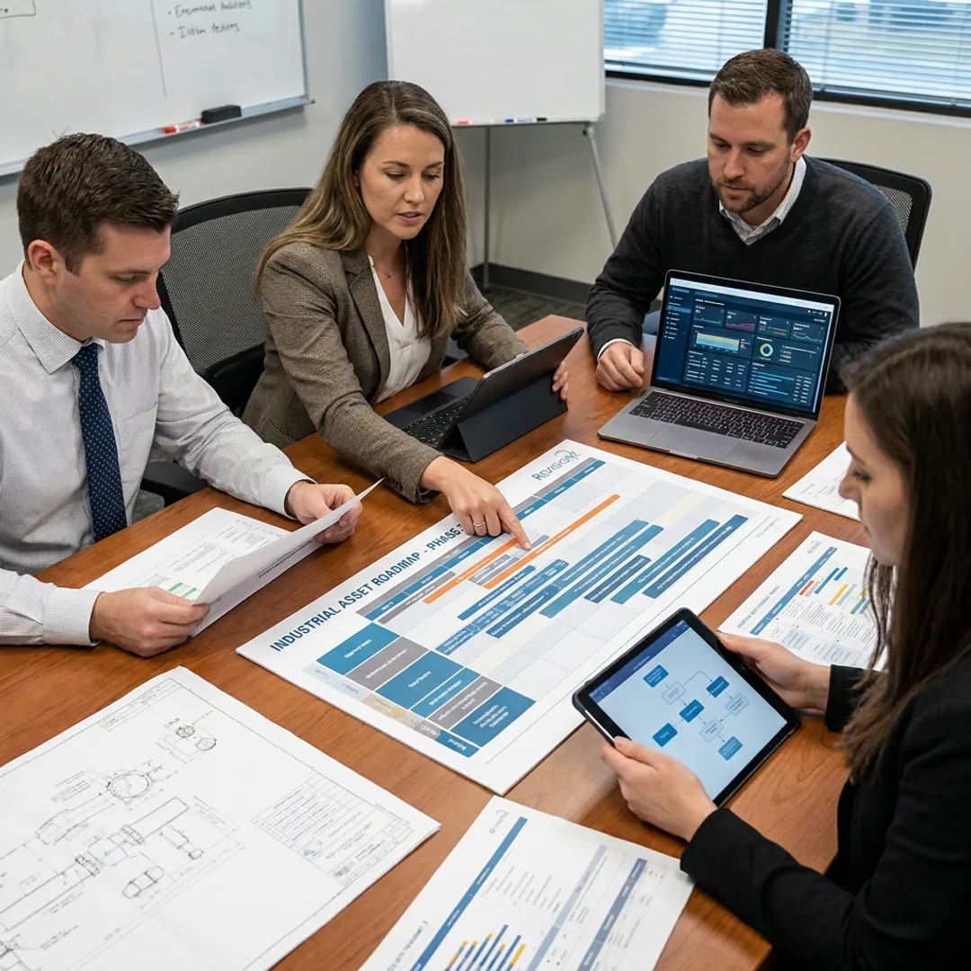 Consultants reviewing industrial asset data roadmap