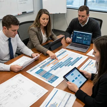 Consultants reviewing industrial asset data roadmap