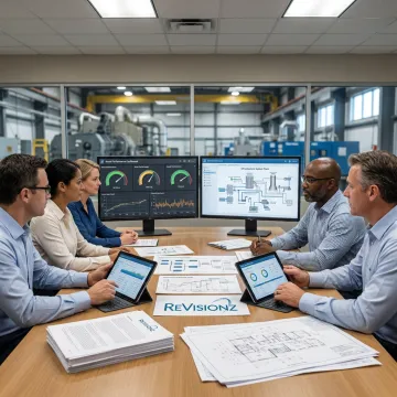 Infrastructure assessment consultants reviewing asset data