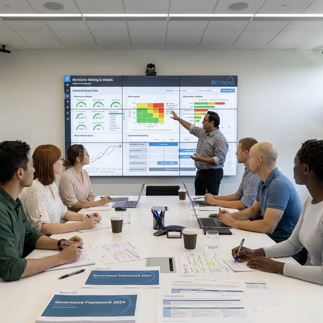 Consultants reviewing asset data maturity roadmap