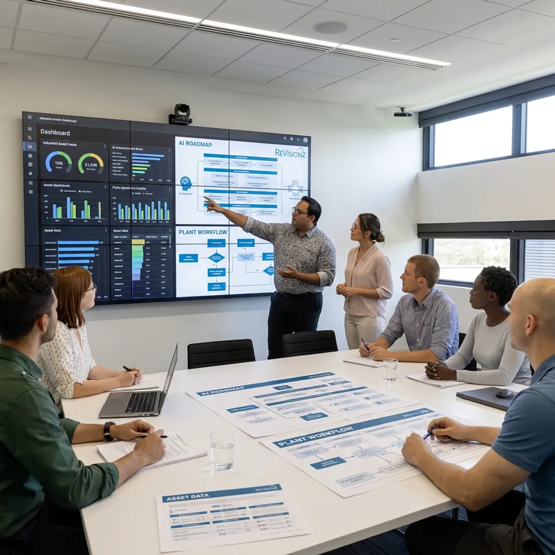 Industrial technology consultants reviewing asset data roadmap