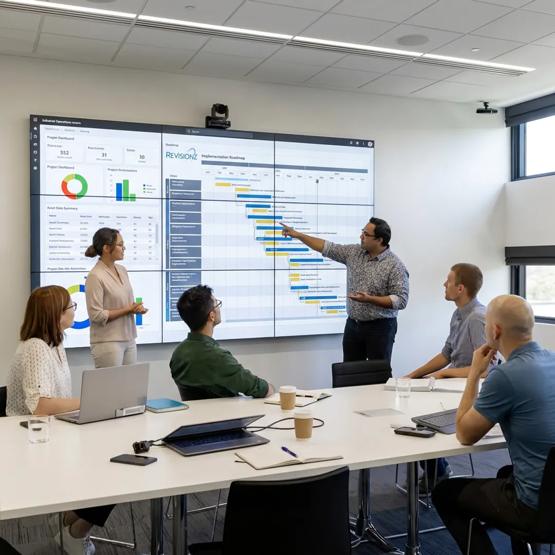 Consultants reviewing an energy management roadmap