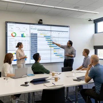 Consultants reviewing an energy management roadmap