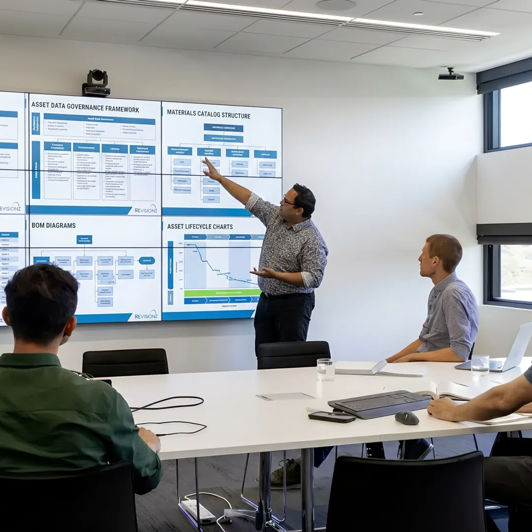 Consultants planning digital handover and materials workflows