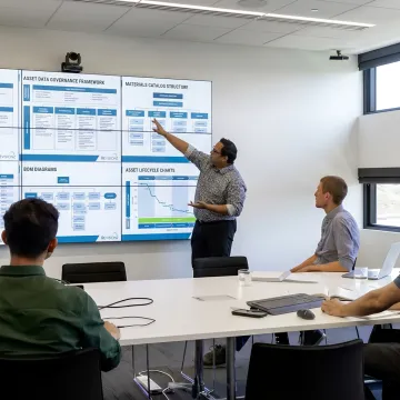 Consultants planning digital handover and materials workflows