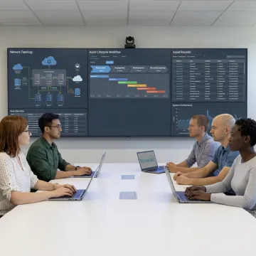 Infrastructure data strategy team reviewing digital asset information