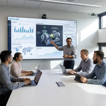 Consultants reviewing industrial analytics dashboards