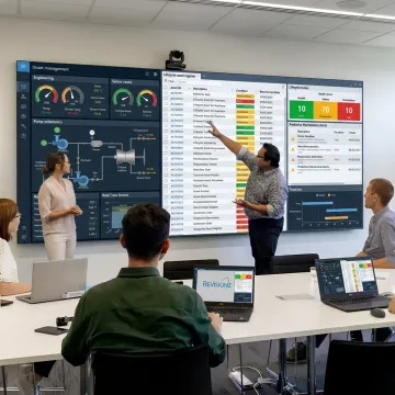 Asset management team reviewing digital operations data