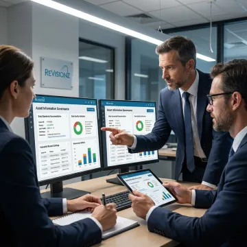 Information governance consultants reviewing asset data