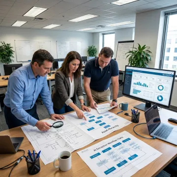 Consultants reviewing industrial documents and asset data workflows