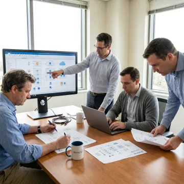 Consultants mapping a modern industrial data architecture process