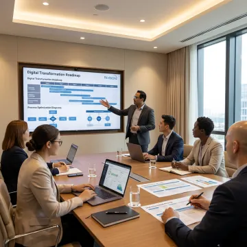 Consultants planning a digital transformation roadmap