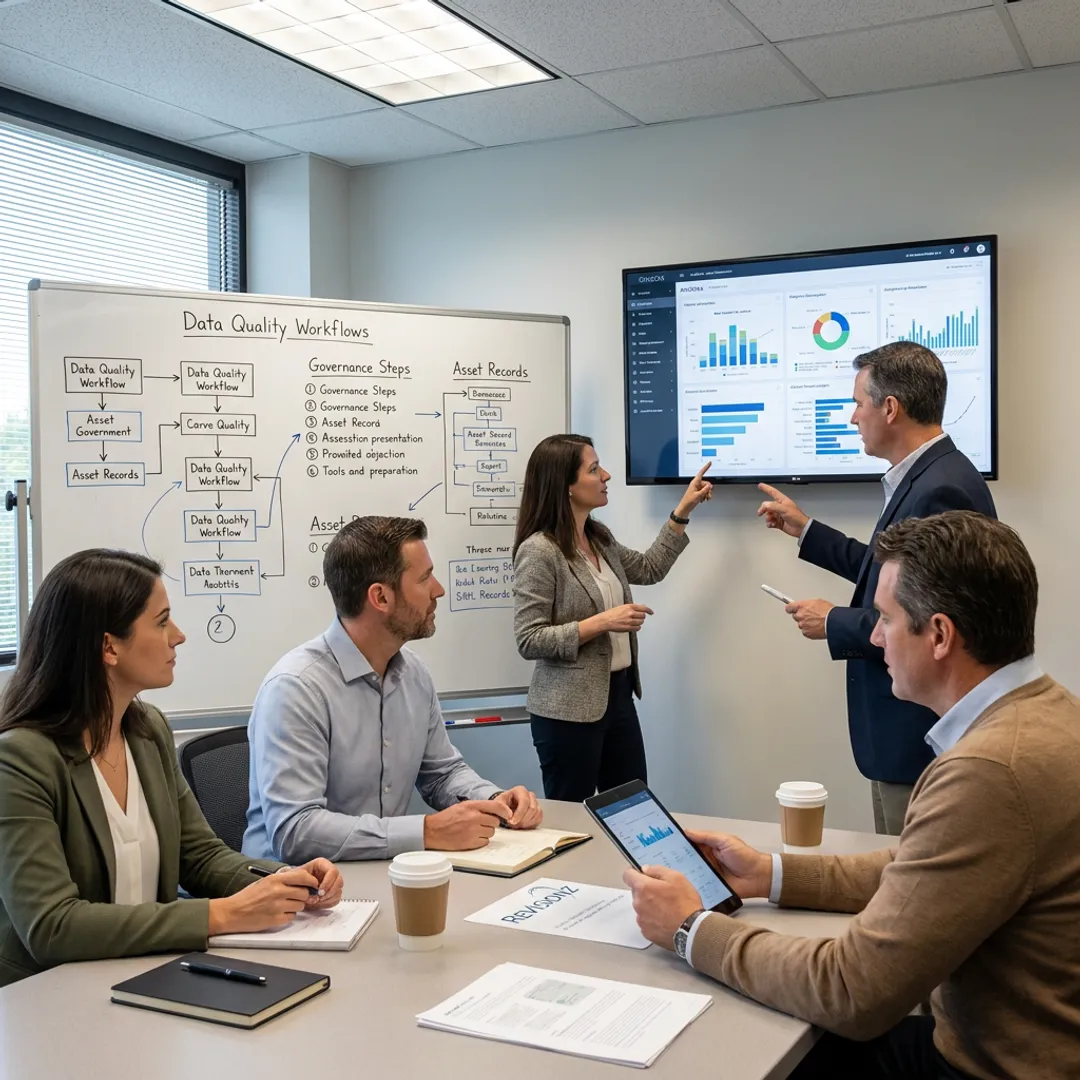 Consultants mapping an industrial data quality improvement process