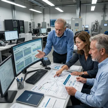 Consultants reviewing industrial asset data strategy