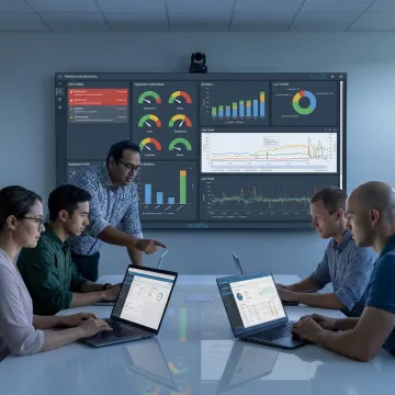 Operations team reviewing asset monitoring dashboards