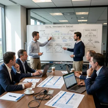 Consultants leading a digital change management workshop
