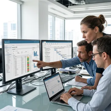Consultants reviewing capital project data